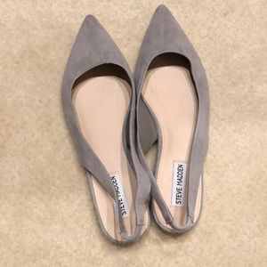 STEVE MADDEN SZ 9 GREY SUEDE SLINGBACK SHOES